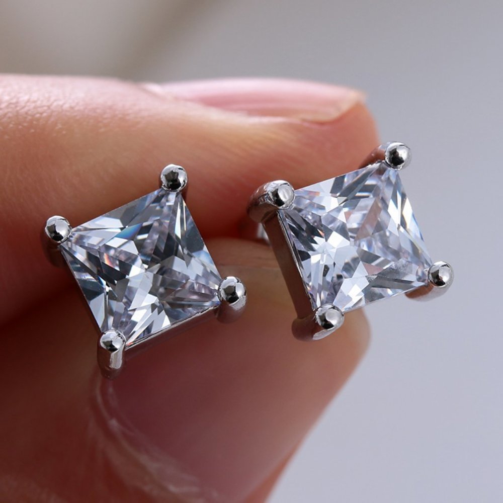 "4mm S925 Sterling Silver Cz Stud Earrings For Women/Girl, Us19251023